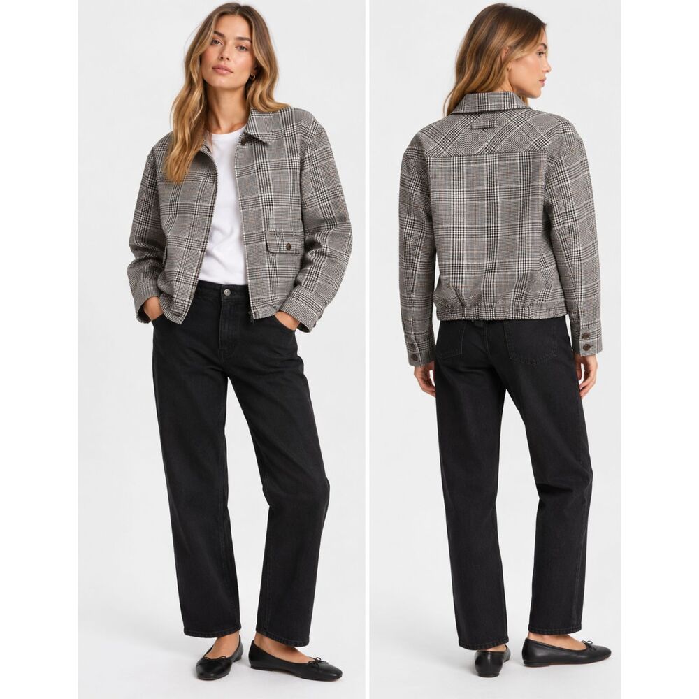 SAINT ART Houndstooth Zippered Jacket Beige Small